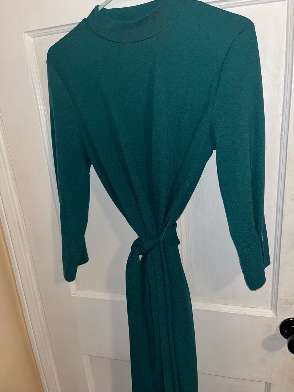 Zara Deep Teal Long Sleeve Tie-Waist Dress